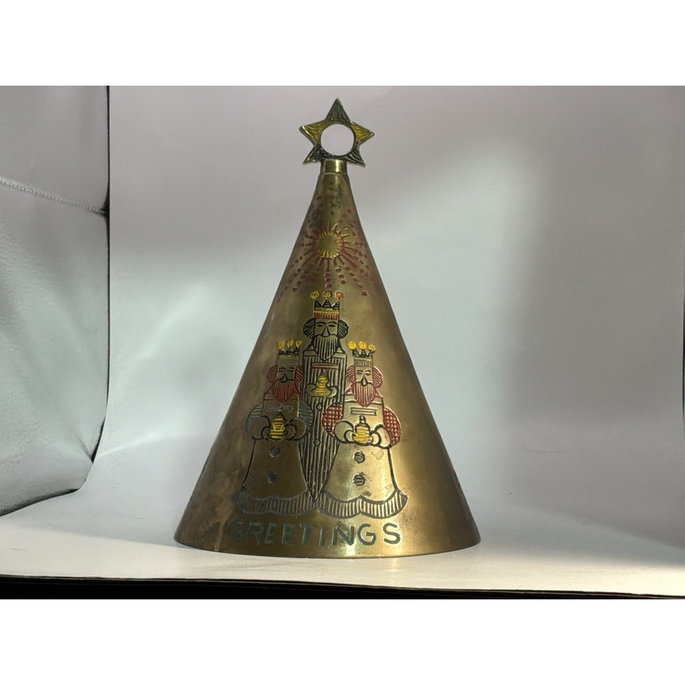 Vintage Hand Engraved "Bells Of Sarna"Christmas Tree Brass Bell Made In India
